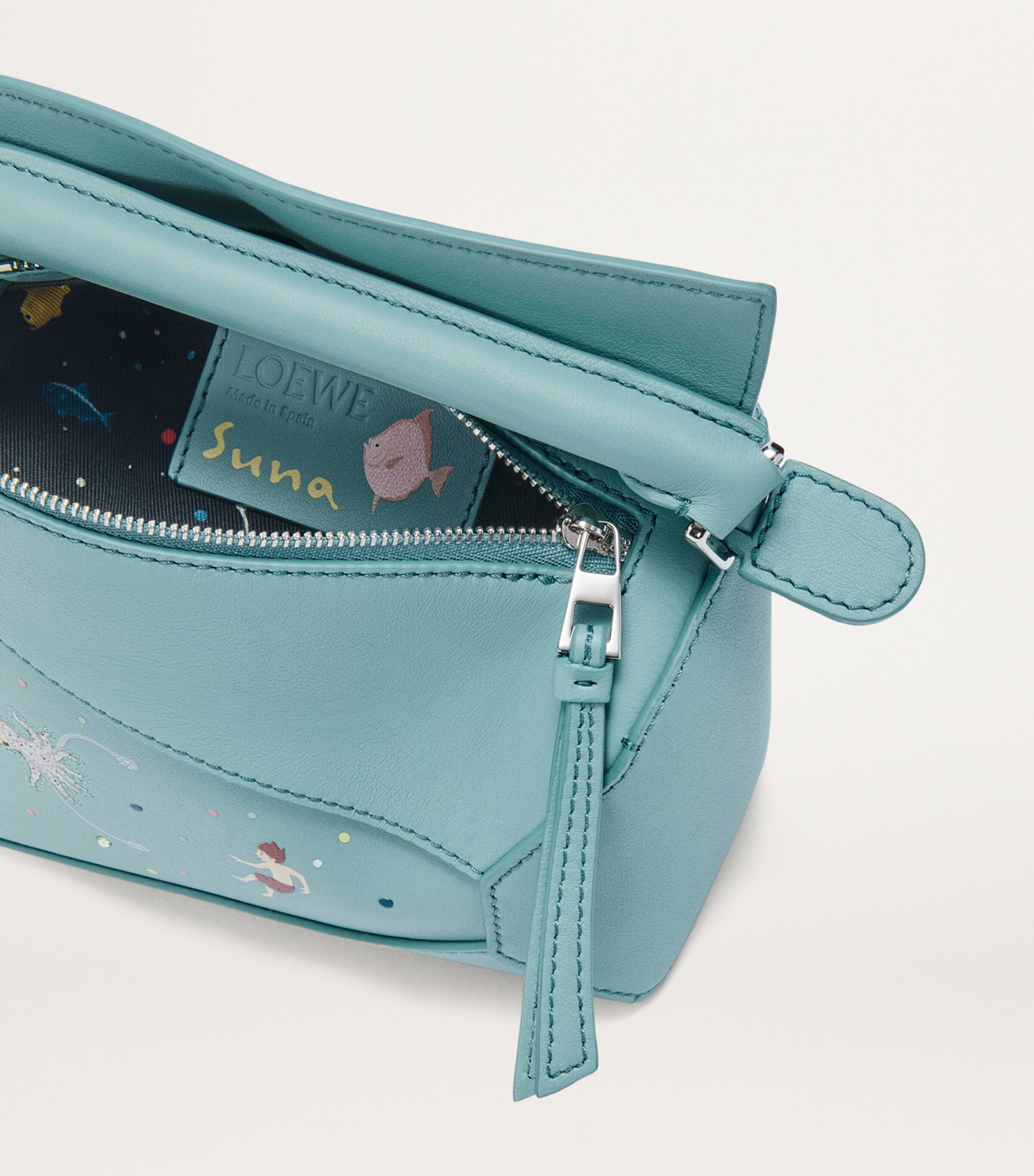 LOEWE Blue x Suna Fujita Mini Puzzle Edge Top-Handle Bag | Harrods US