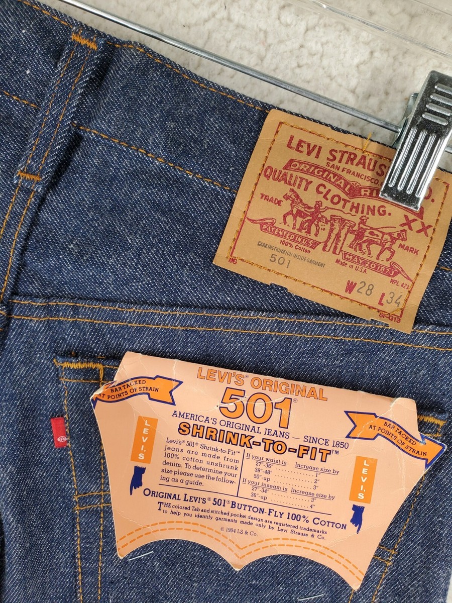 Levis 501 Blue Jeans Shrink to Fit Men 28x34 (29x33.5) Vtg USA '85
