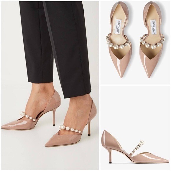 EUC Jimmy Choo Aurelie 65 Ballet Pink Pumps with Pearl