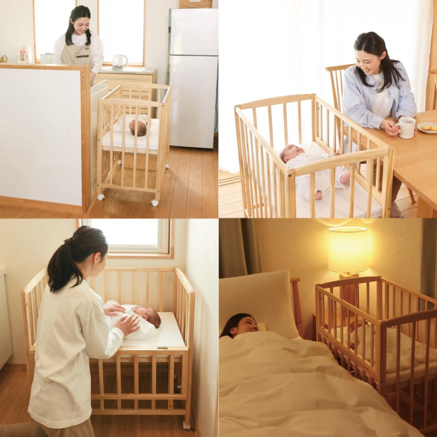大和屋 ベビーベッド リビングコット 敷きマットレス付 防水シーツ