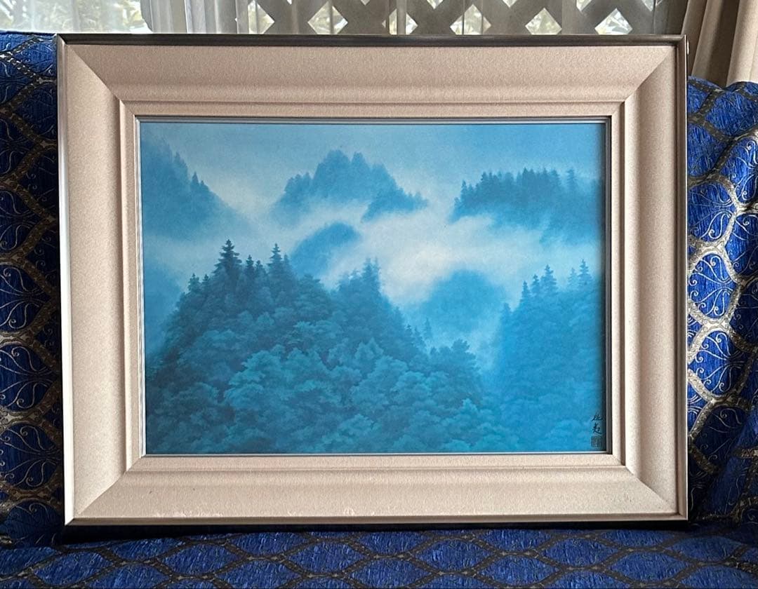 東山魁夷　「朝雲」　工芸画 東山魁夷 『朝雲（ちょううん)ー吉野ー』 岩絵具方式複製画 : 内田画廊