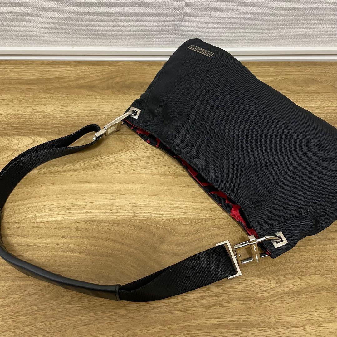 《美品》ボッテガヴェネタ ナイロン×レザー セミショルダーバッグ ブラック 黒