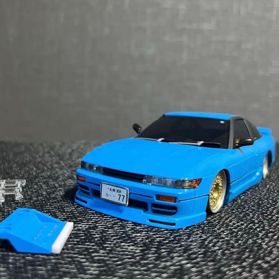 ミニッツシルエイティ　ライトブルー　　　フルエアロ　Rグリル　角目 ミニッツシルエイティ ライトブルー フルエアロ Rグリル 角目 - メルカリ