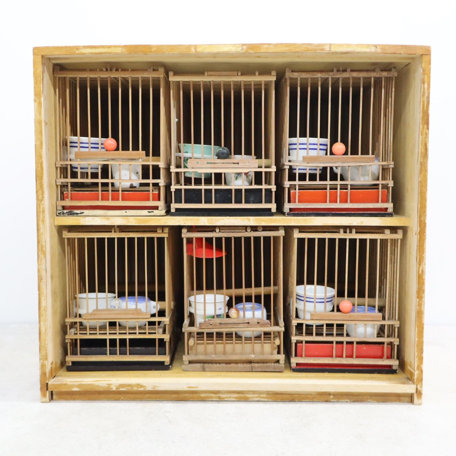 △6ケース入れ 6部屋｜鳥籠 鳥かご BOX 木製｜ メジロ箱 メジロ籠